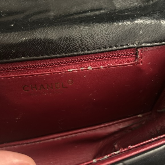 Vintage Chanel bag black leather chain strap - Picture 10 of 13